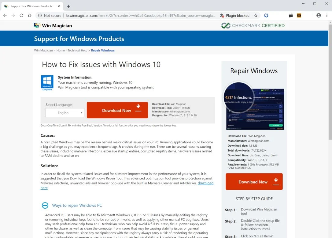Image Chrome browser is redirected to Winmagician.com