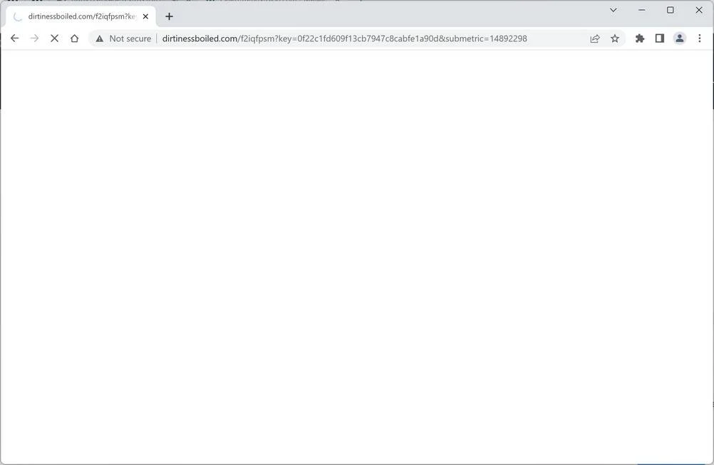 Image: Chrome browser is redirected to Dirtinessboiled.com