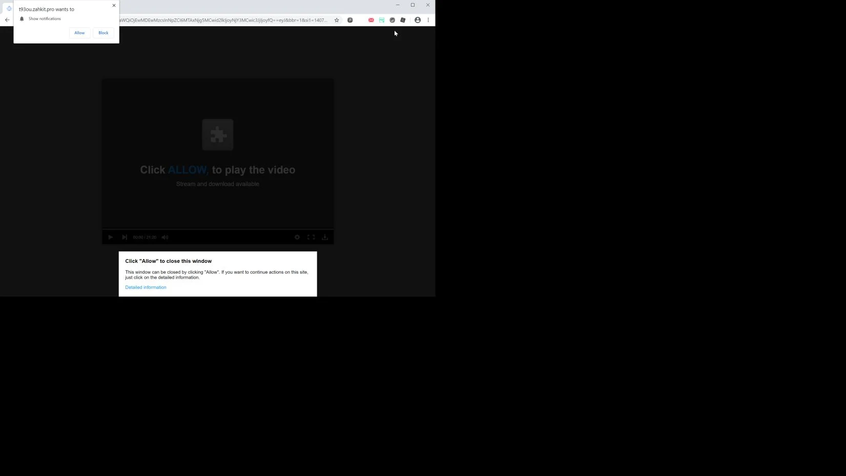 Image: Chrome browser is redirected to Zahkit.pro