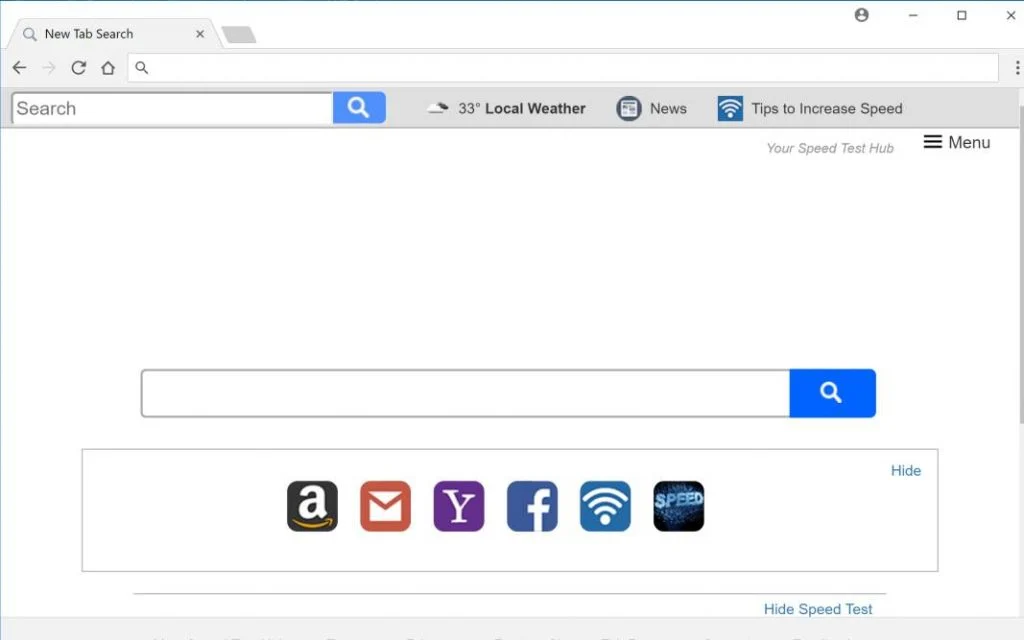 Your Speed Test Hub New Tab redirect