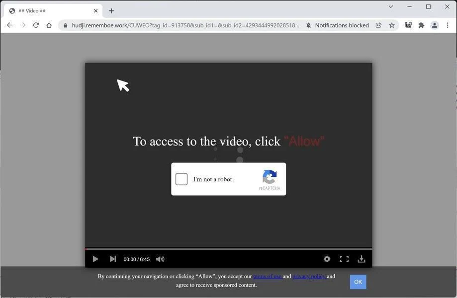 Image: Chrome browser is redirected to Rememboe.work