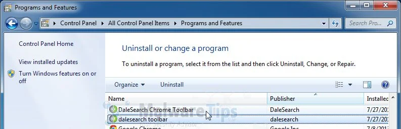 [Image: Uninstall the BuenoSearch.com programs]