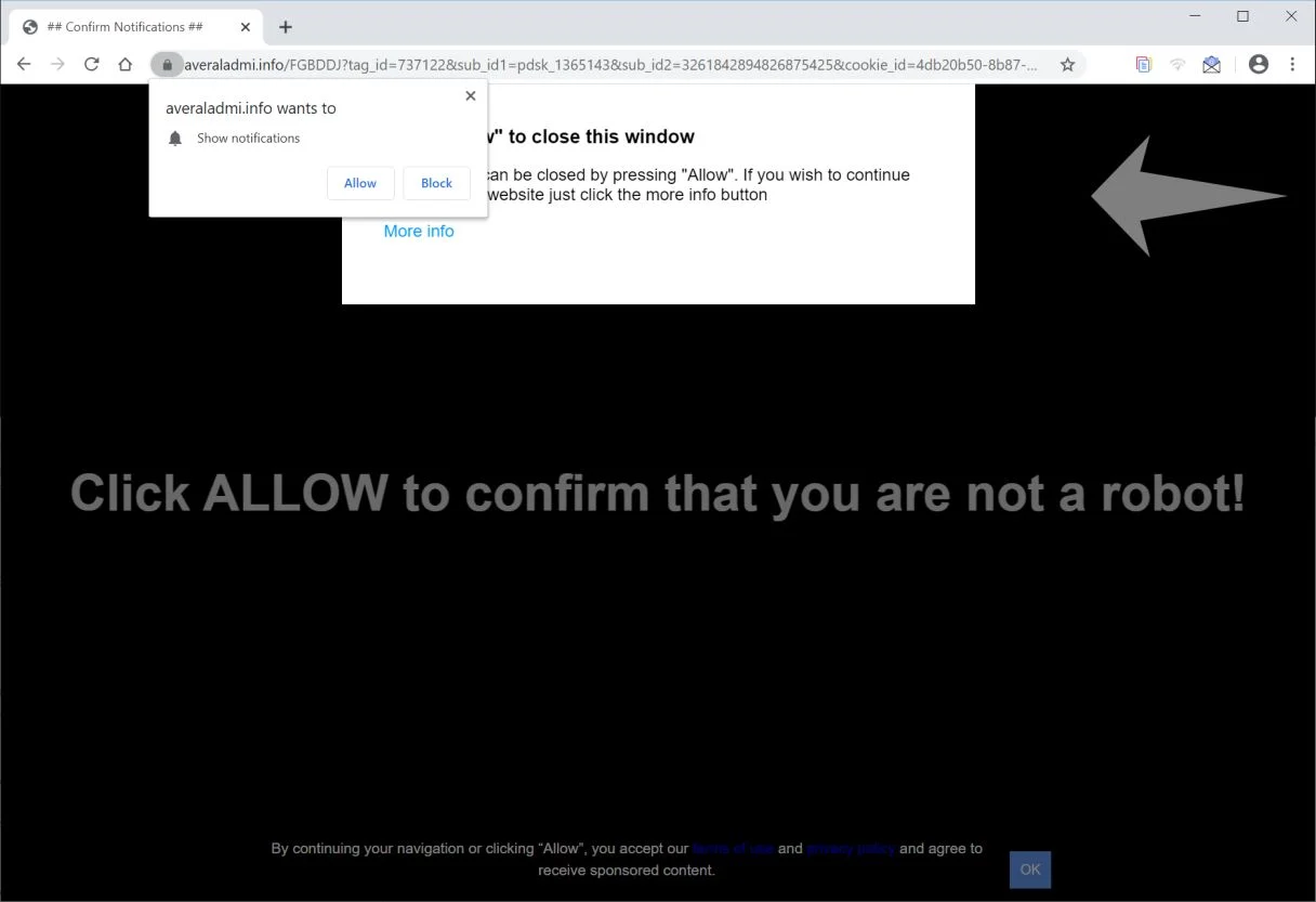Remove Averaladmi.info pop-up ads (Virus Removal Guide) 1 Image: Chrome browser is redirected to Averaladmi.info