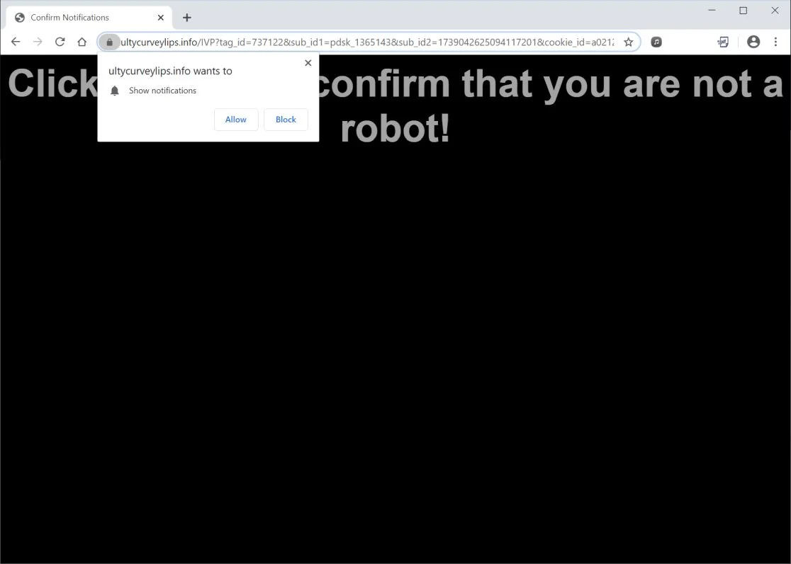 How to remove Ultycurveylips.info pop-up ads (Virus Removal Guide) 1 Image: Chrome browser is redirected to Ultycurveylips.info