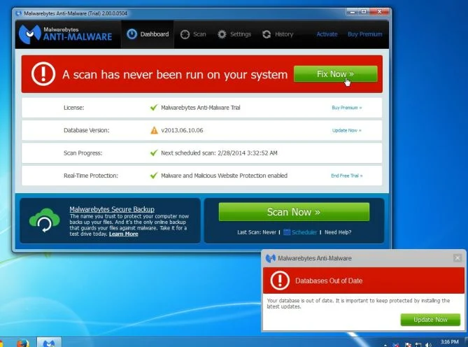 [Image: Click on the Fix Now button to start a scan]