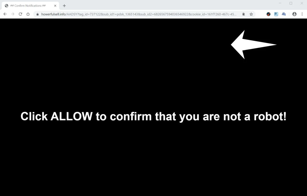 Image: Chrome browser is redirected to Howerfulsell.info