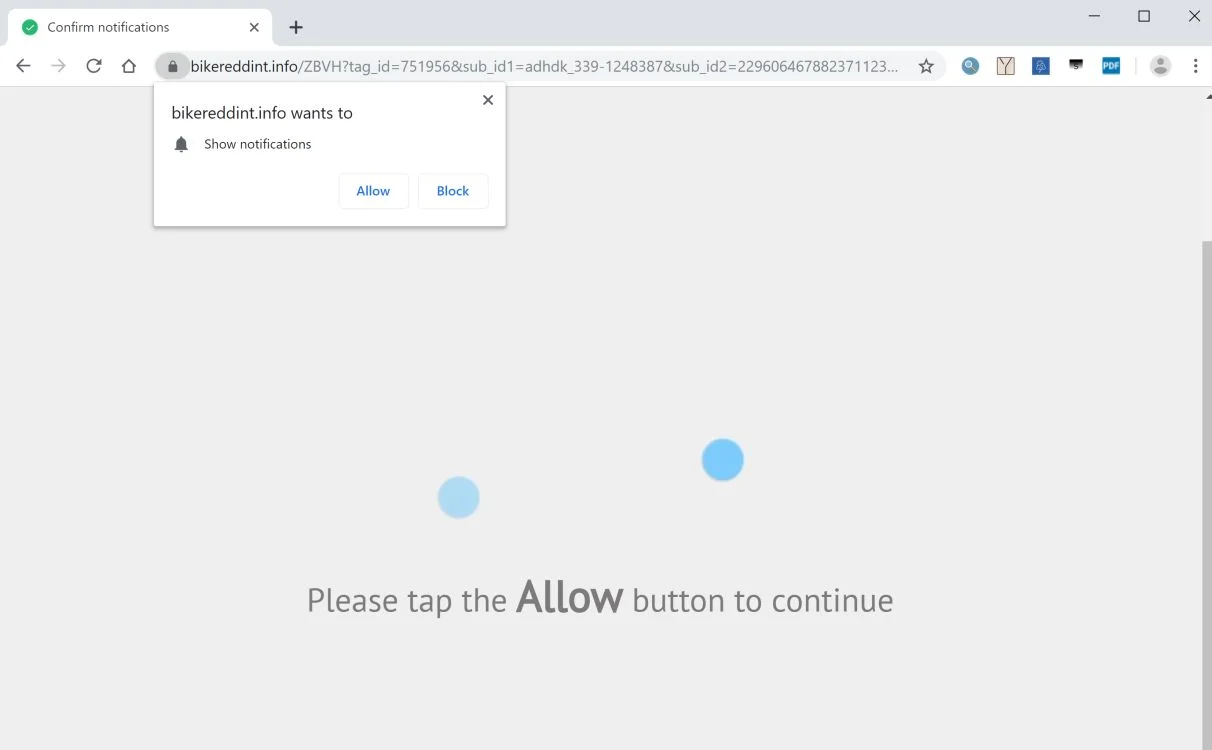 Image: Chrome browser is redirected to the Bikereddint.info site