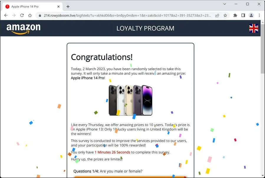 Image: Rowyoboom.live Survey Scam