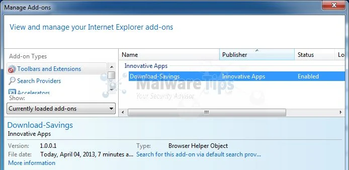 [Image: Download Savings Internet Explorer extension]