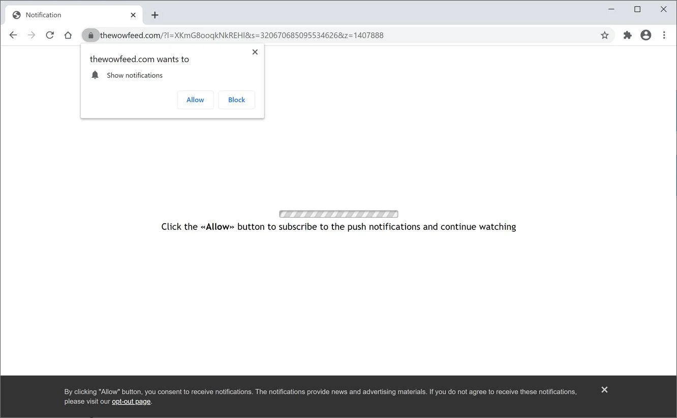 Remove Thewowfeed.com pop-up ads (Virus Removal Guide) 1 Image: Chrome browser is redirected to Thewowfeed.com