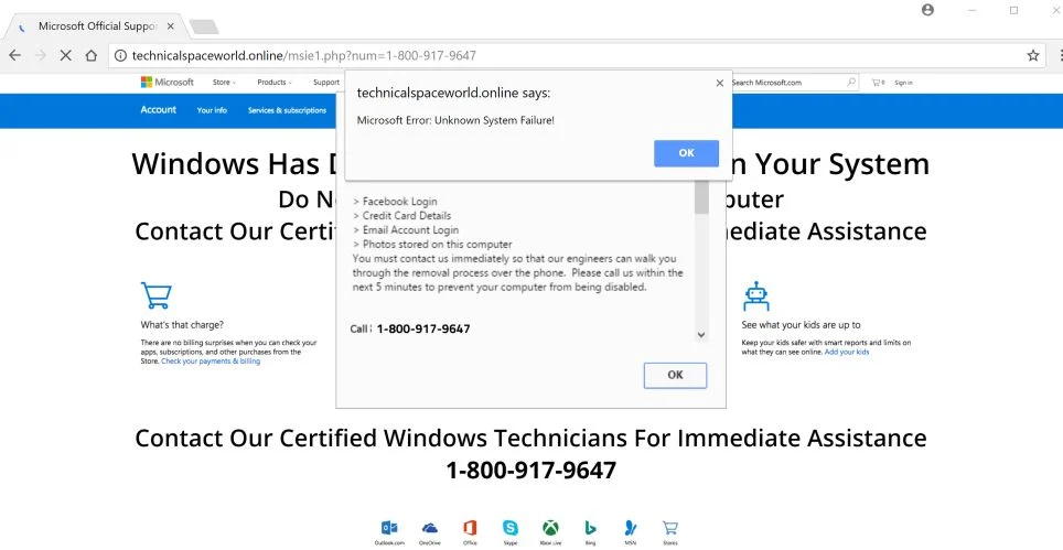 Technicalspaceworld.online +1-800-917-9647 scam virus