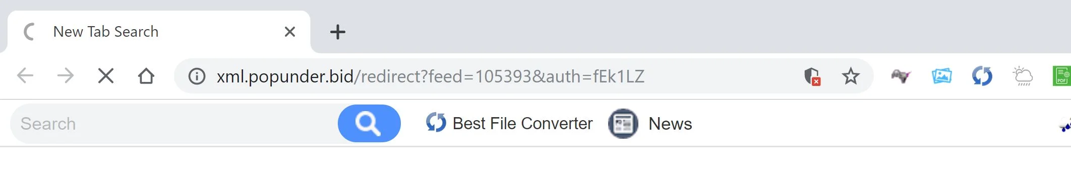 Image: Chrome browser is redirected to Xml.popunder.bid