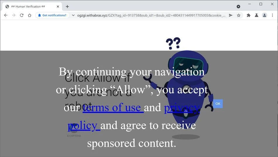 Remove Withabras.xyz pop-up ads (Virus Removal Guide) 1 Image: Chrome browser is redirected to Withabras.xyz
