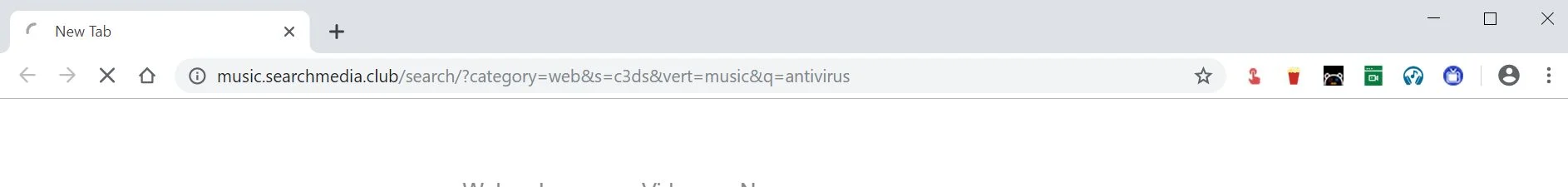 Image: Google Chrome is redirected to the Music.searchmedia.club site