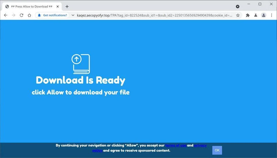 Remove Aecopyofyr.top pop-up ads (Virus Removal Guide) 1 Image: Chrome browser is redirected to Aecopyofyr.top