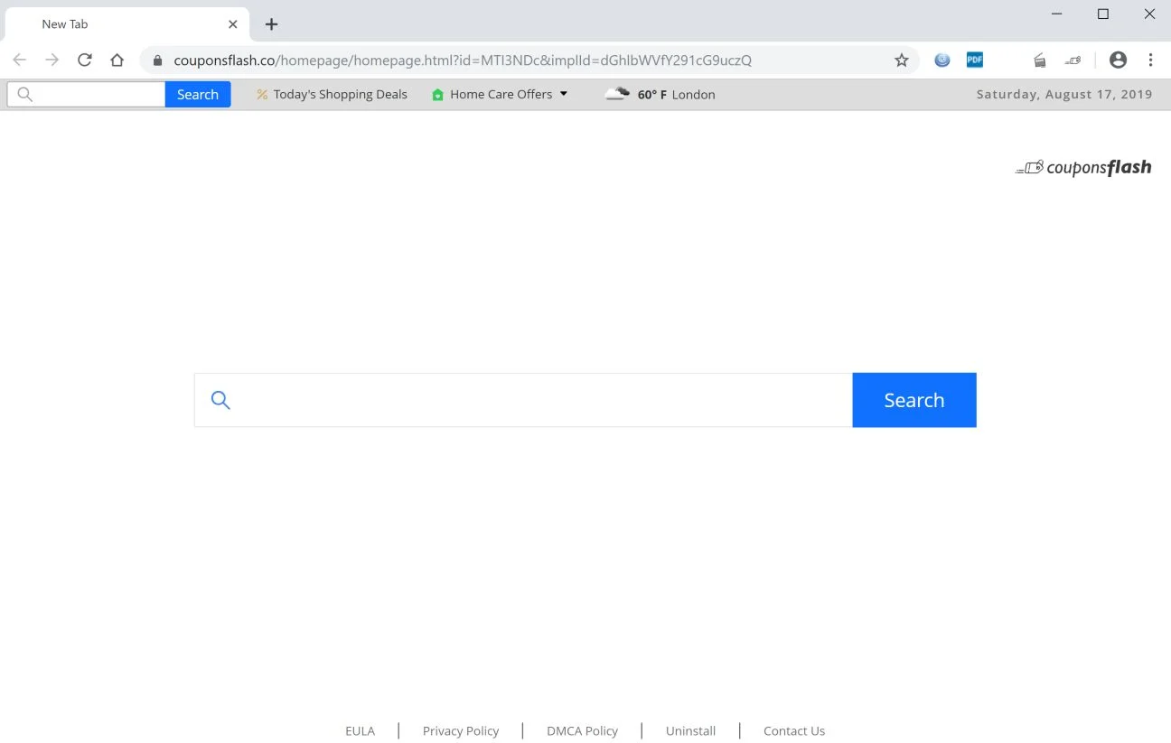 How to remove Coupons Flash redirect (Virus Removal Guide) 1 Image: Google Chrome is redirected to Coupons Flash New Tab