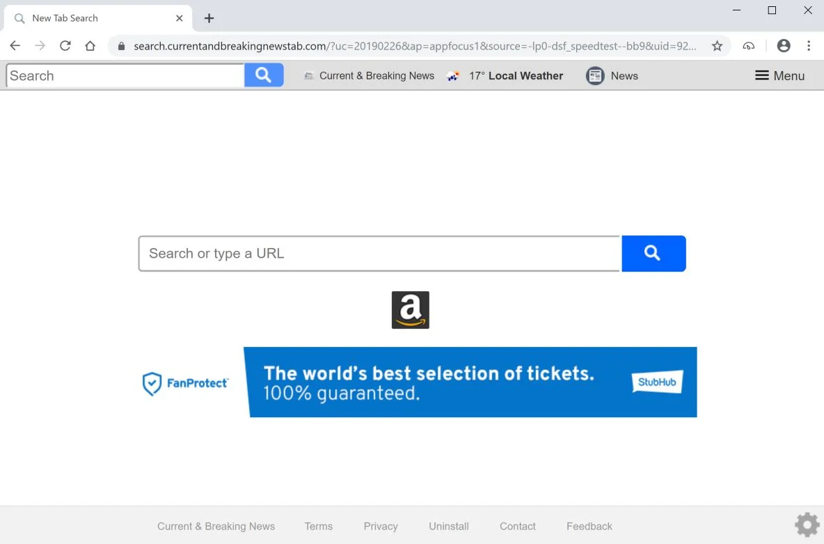 Remove Search.currentandbreakingnewstab.com redirect (Virus Removal Guide) 1 Image: Chrome browser is redirected to search.currentandbreakingnewstab.com
