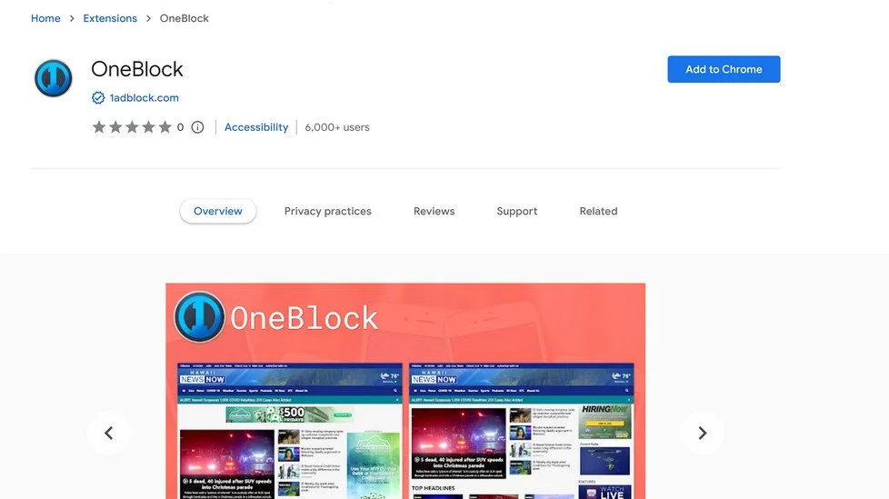Image: OneBlock Chrome Extension