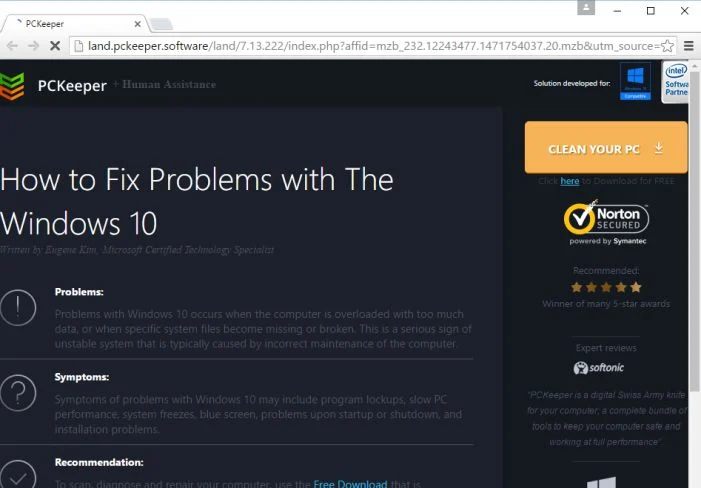 land.pckeeper.software pop-ups
