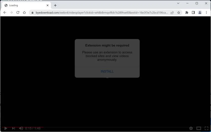 Image: Byedownload.com browser redirect