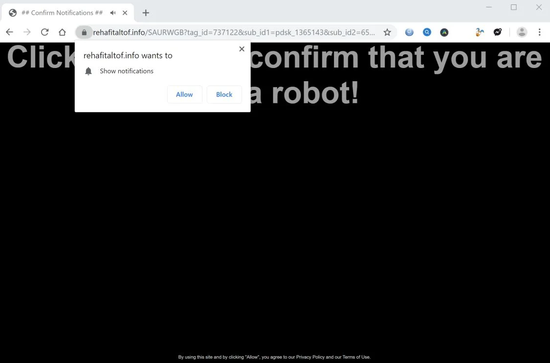 How to remove Rehafitaltof.info pop-up ads (Virus Removal Guide) 1 Image: Chrome browser is redirected to Rehafitaltof.info