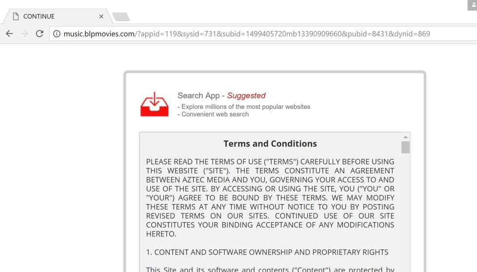 Search App - Music Chrome Extension Virus