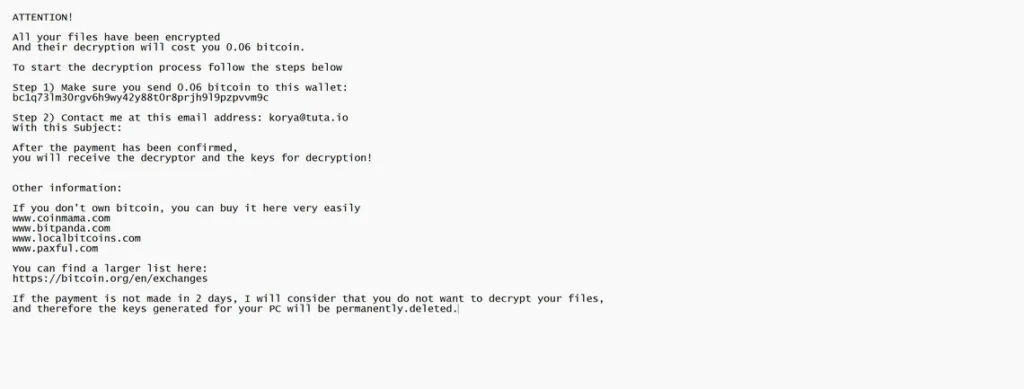 Image: KoRyA ransomware