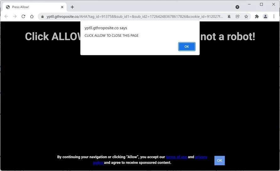 Remove Gthroposite.co pop-up ads (Virus Removal Guide) 1 Image: Chrome browser is redirected to Gthroposite.co