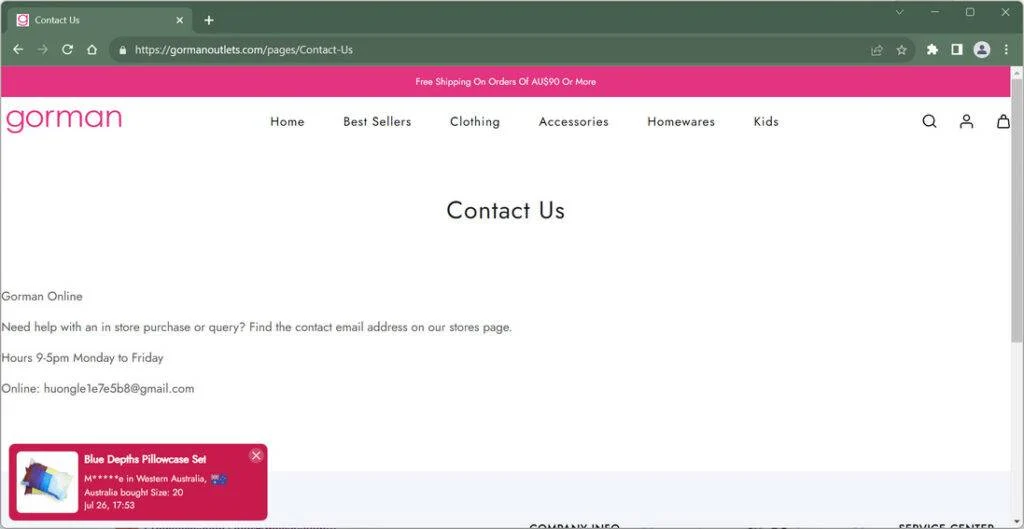 gormanoutlets.com scam