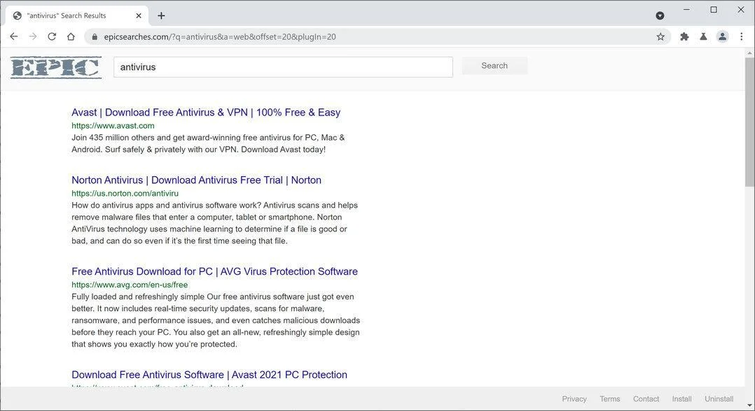 Remove Epic Searches redirect (Virus Removal Guide) 1 Image: Chrome browser is redirected to Epic Searches