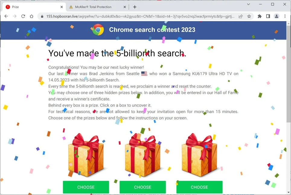 Screenshot of Hopbooran.live Ads