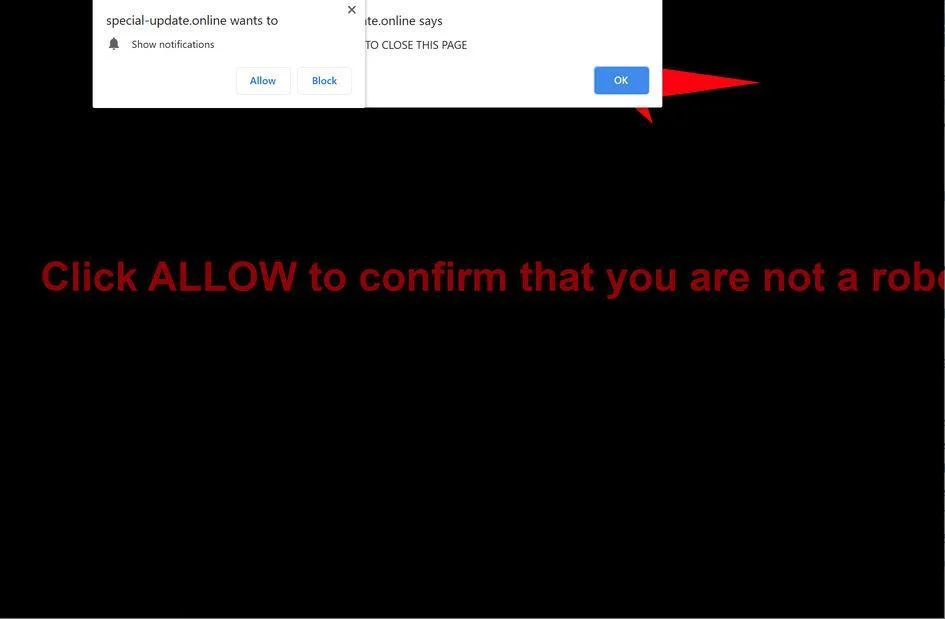 Remove Special-update.online pop-up ads (Virus Removal Guide) 1 Image: Chrome browser is redirected to Special-update.online