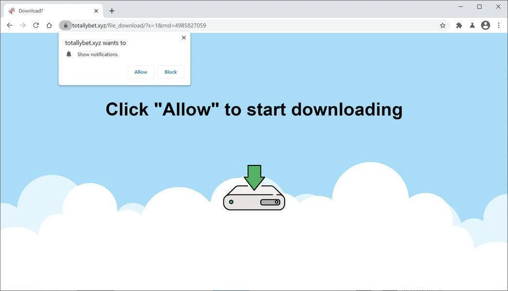 Remove Totallybet.xyz pop-up ads (Virus Removal Guide) 1 Image: Chrome browser is redirected to Totallybet.xyz