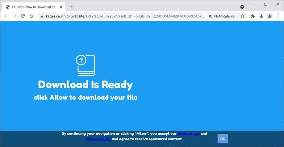 Remove Caulinicsr.website pop-up ads (Virus Removal Guide) 1 Image: Chrome browser is redirected to Caulinicsr.website