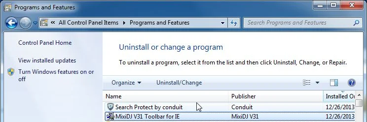 [Image: Uninstall Mixi DJ Toolbar from Windows]