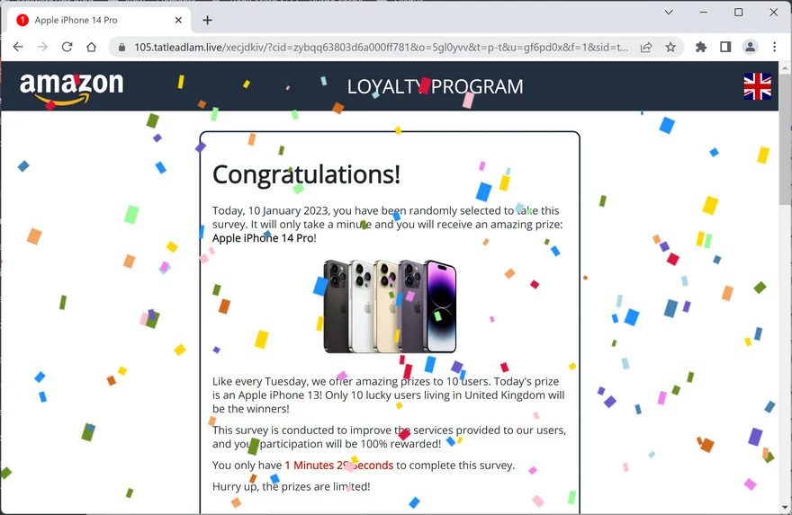 Image: Tatleadlam.live Fake Amazon Survey