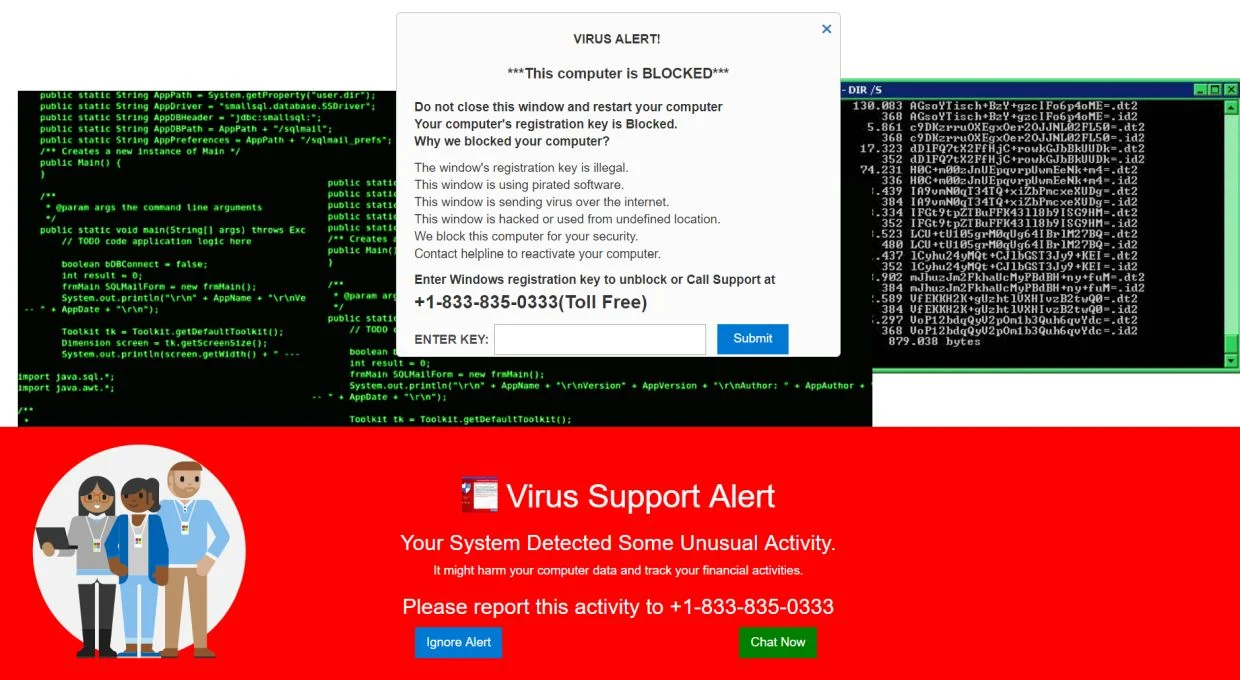 Image: System Support Alert pop-up scam