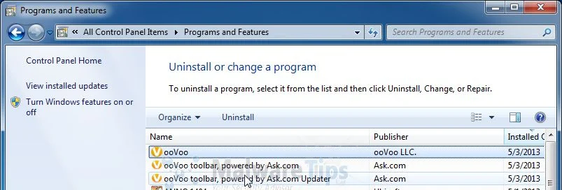 [Image: Uninstall OoVoo Toolbar programs]