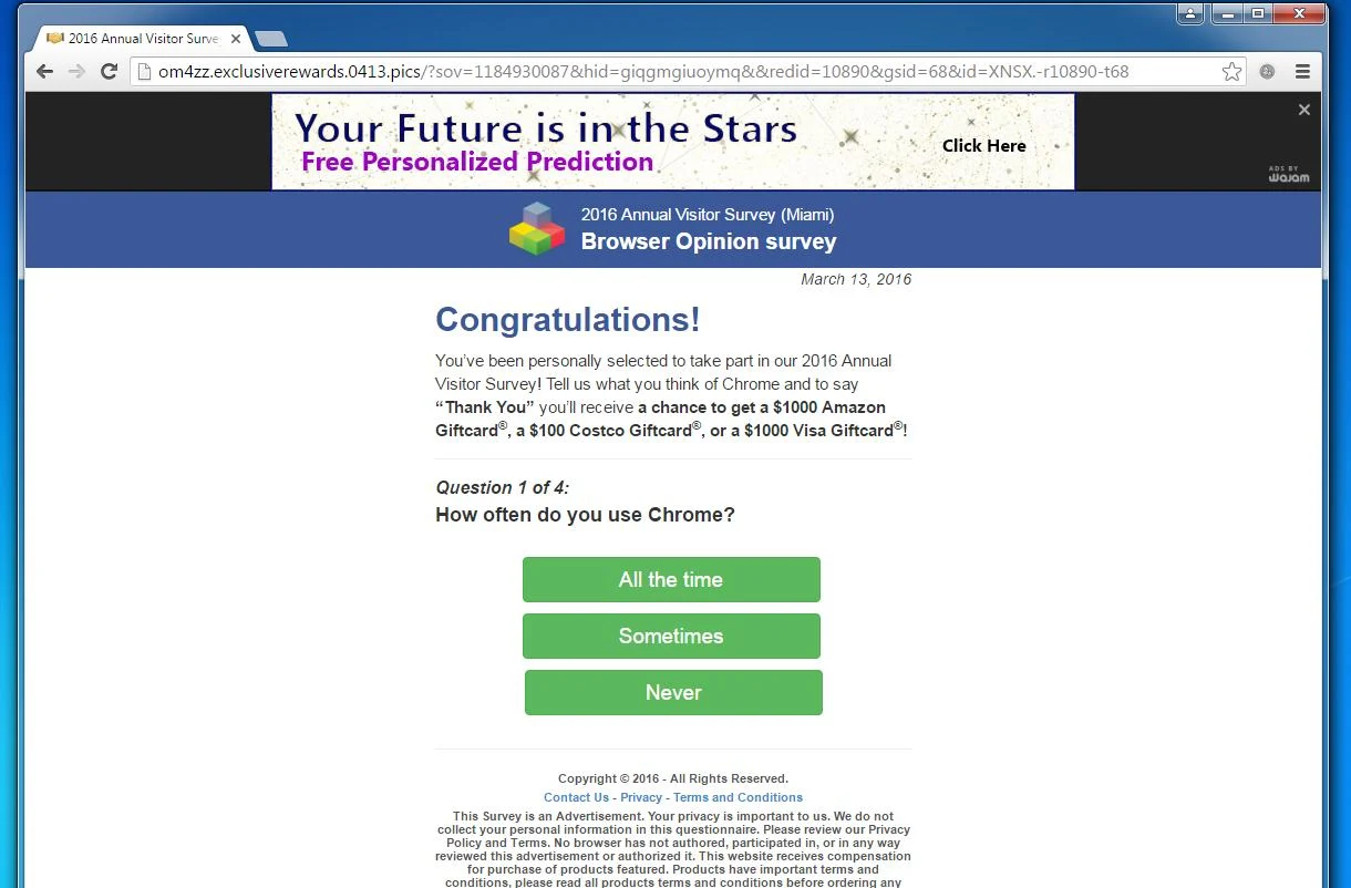 2016 Annual Visitor Survey popup