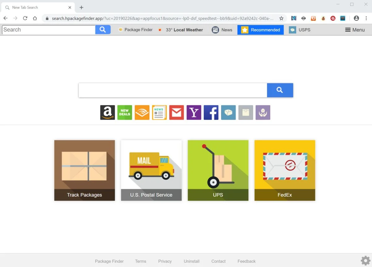 How to remove Search.hpackagefinder.app redirect (Virus Removal Guide) 1 Image: Chrome browser is redirected to the search.hpackagefinder.app site
