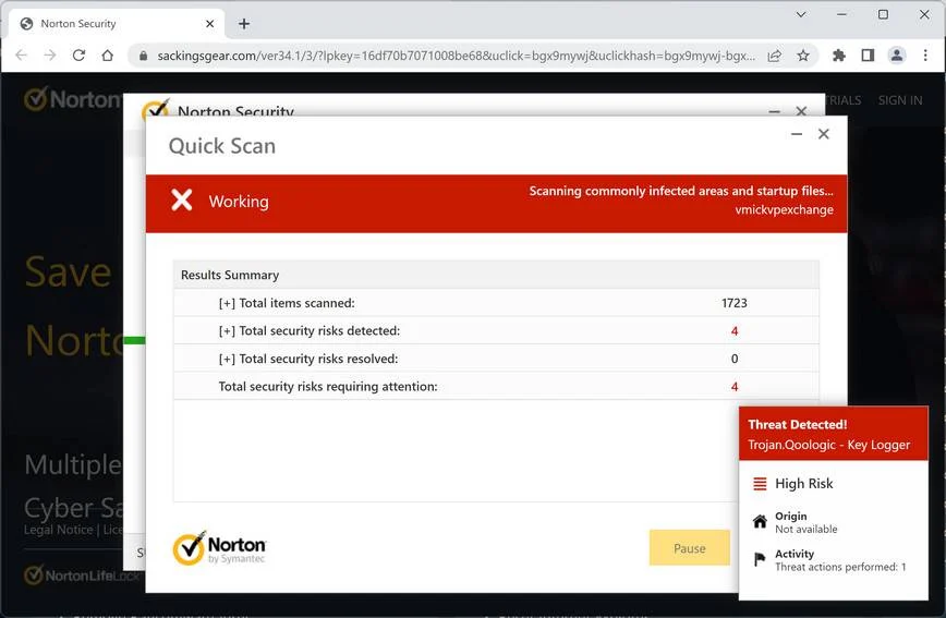 How To Remove Sackingsgear.com Ads (Virus Removal Guide) 1 Image: Sackingsgear.com Fake McAfee Virus Alert