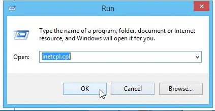 Type inetcpl.cpl in the Run box inetcpl.cpl