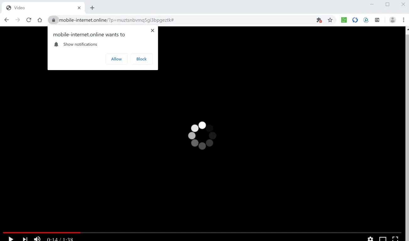 Image: Chrome browser is redirected to Mobile-internet.online