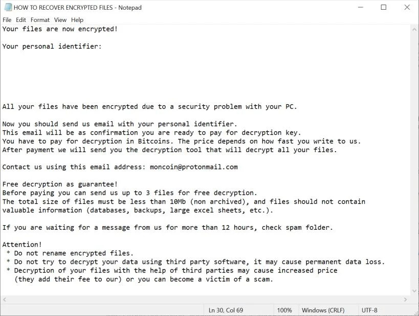 How to remove Moncrypt ransomware (Virus Removal Guide) 1 Image: Moncrypt ransomware