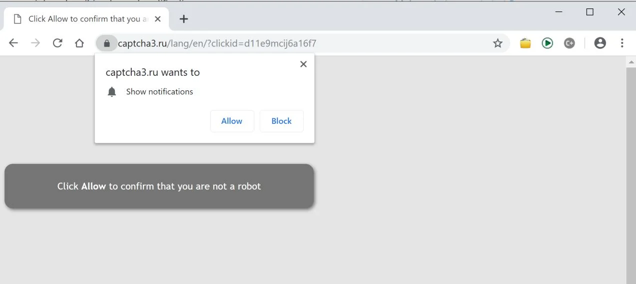 Image: Chrome browser is redirected to the Captcha3.ru site