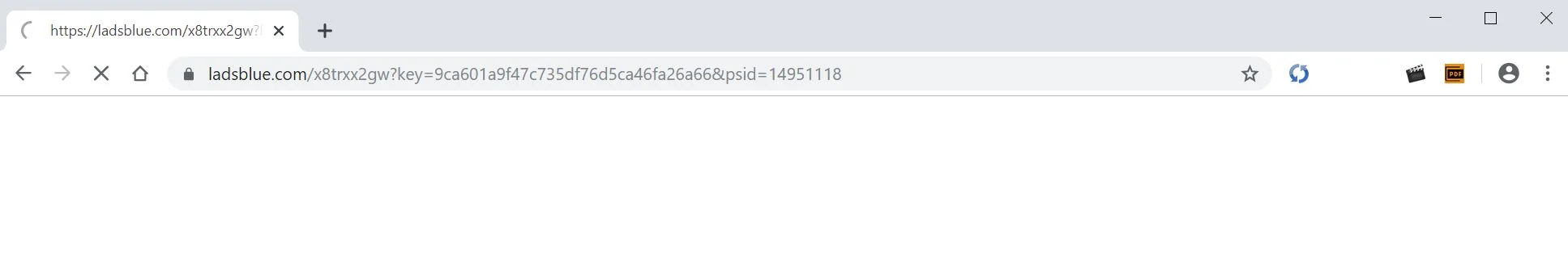 Image: Chrome browser is redirected to Ladsblue.com