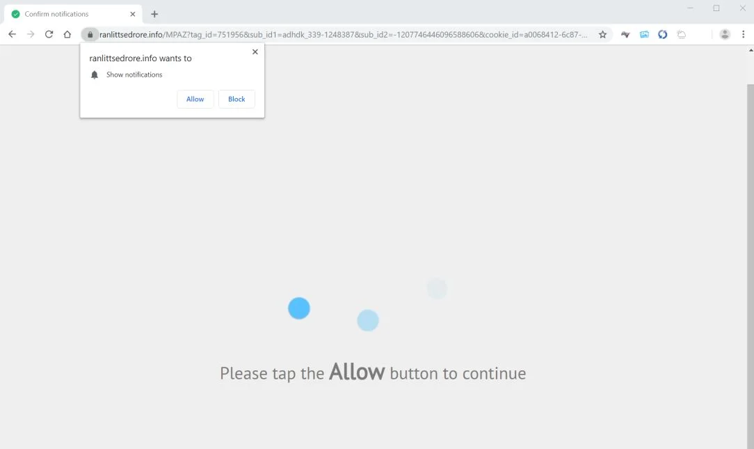 How to remove Ranlittsedrore.info pop-up ads (Virus Removal Guide) 1 Image: Chrome browser is redirected to Ranlittsedrore.info