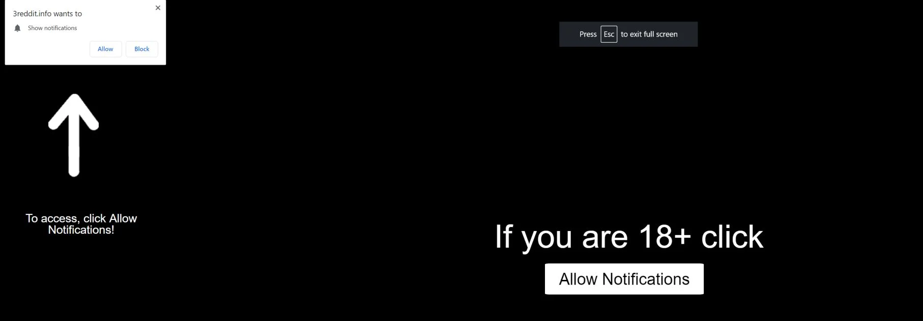 Image: Chrome browser is redirected to the 3reddit.info site