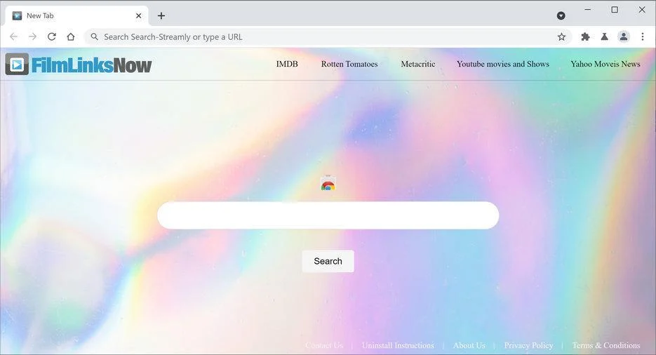 Remove Film Links Now browser hijacker (Virus Removal Guide) 1 Image: Chrome browser is redirected to Film Links Now new tab page