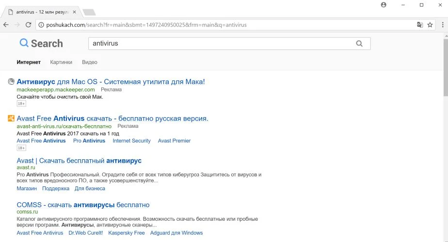 Poshukach.com redirect virus